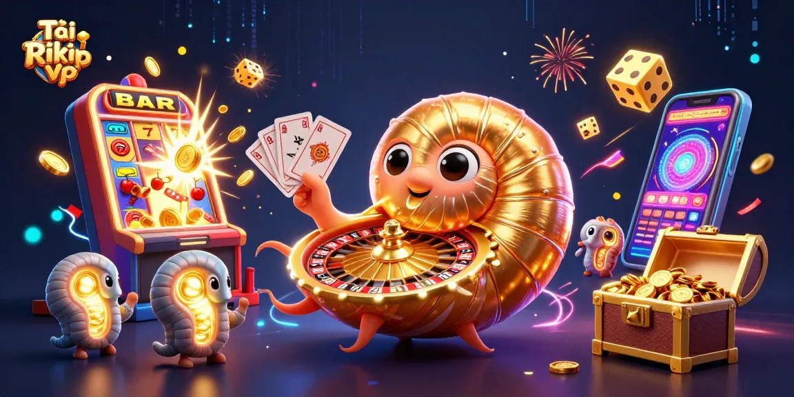 Tải Rik Vip and enjoy thrilling casino gameplay with a 3D cartoon nautilus and jackpot slots.