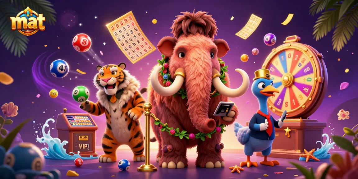 Experience the exciting mat gaming atmosphere with vibrant lottery elements and dynamic characters.