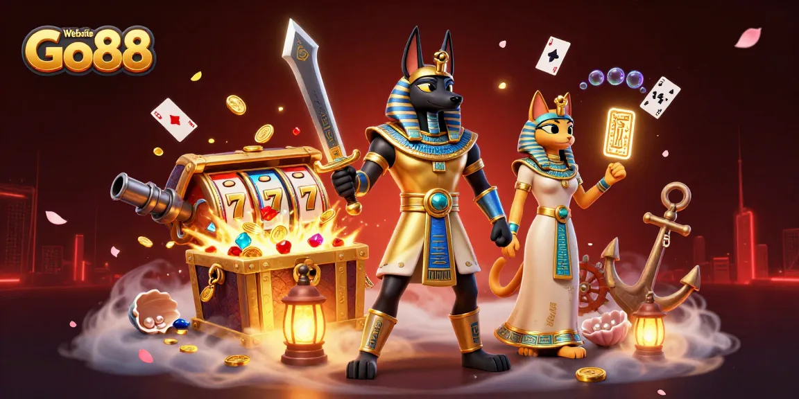 Experience thrilling wins with the Website Go88, featuring vibrant characters and dynamic slot game elements.