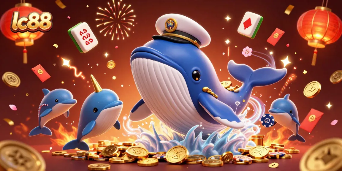 Experience thrilling gameplay at lc88 with playful dolphins, golden coins, and festive elements.
