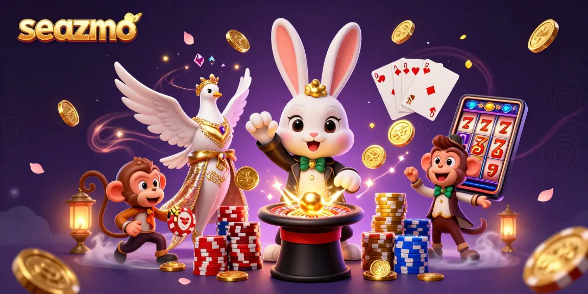 Engage in thrilling casino magic at seazmo with animated characters and golden treasures.