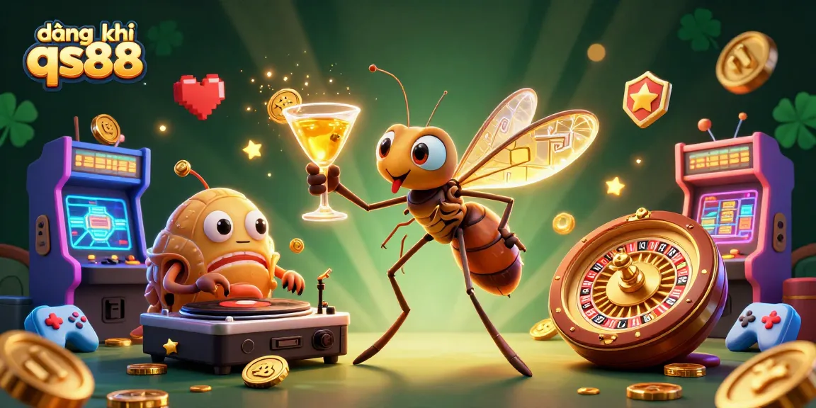 Experience the excitement of đăng ký qs88 as a vibrant casino scene unfolds with playful 3D characters and glowing gaming elements.