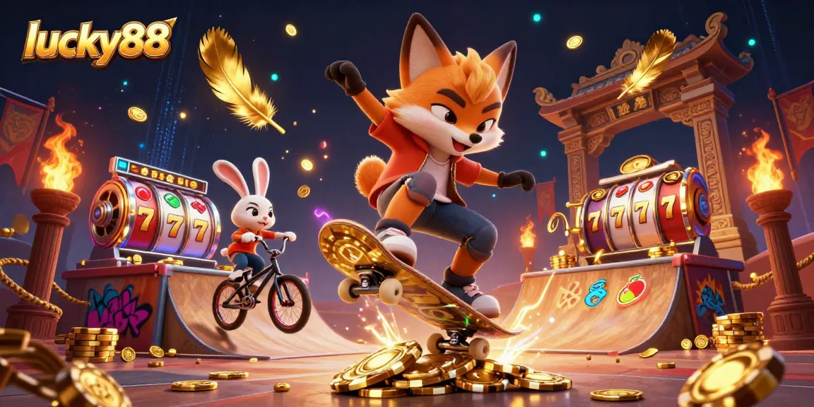 Engage with lucky88 as you experience a vibrant cartoon scene of gambling excitement!