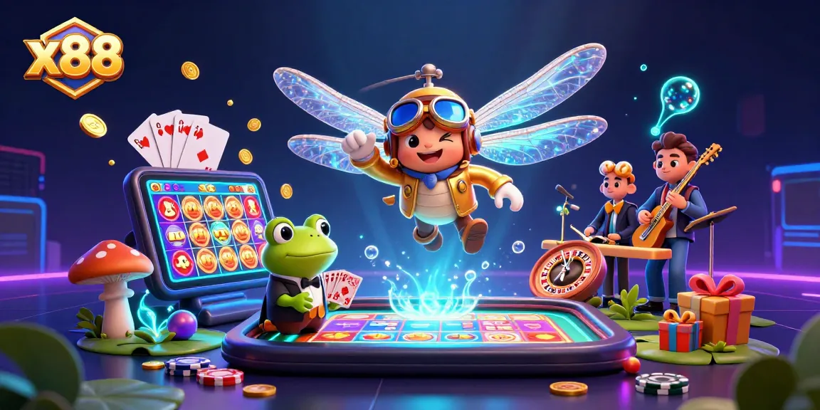 Experience exciting gameplay at x88 casino with a vibrant, interactive illustration showcasing fantasy characters.