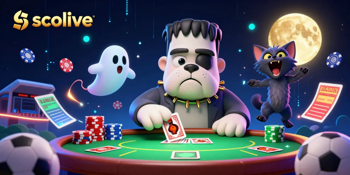 Socolive sports betting illustration showcasing lively characters and dynamic elements like soccer balls and betting slips.