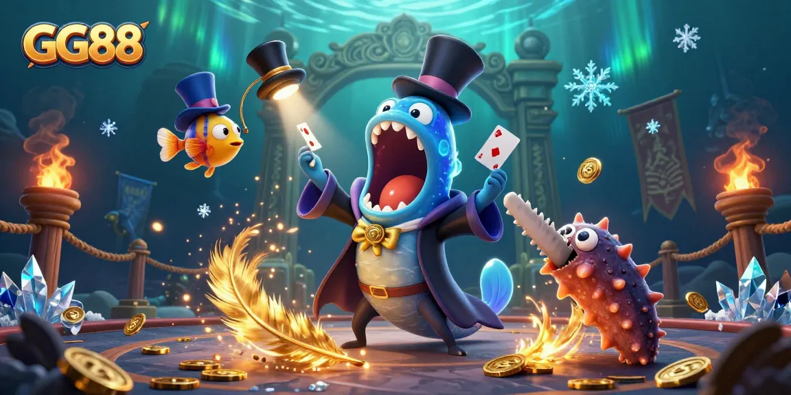 Watch GG88's thrilling card tricks in a magical underwater casino adventure with vibrant characters.
