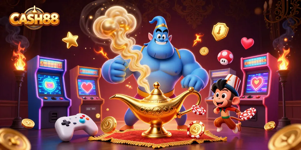 Experience excitement with CASH88, capturing the thrill of online gaming through vivid 3D characters and casino elements.
