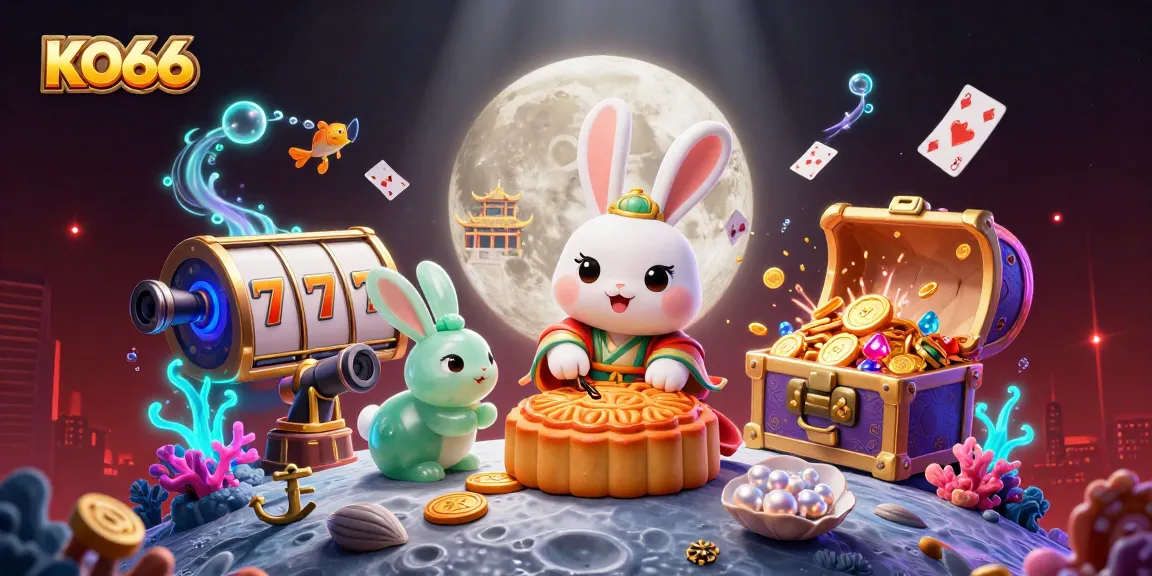 KO66 offers a vibrant 3D casino scene with exciting games, moon rabbits, and jackpot thrills.
