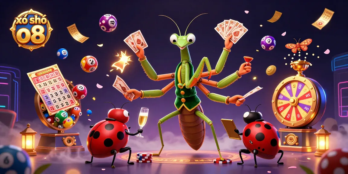 Engage in the exciting xổ số o8 atmosphere with vibrant lottery elements and lively characters.