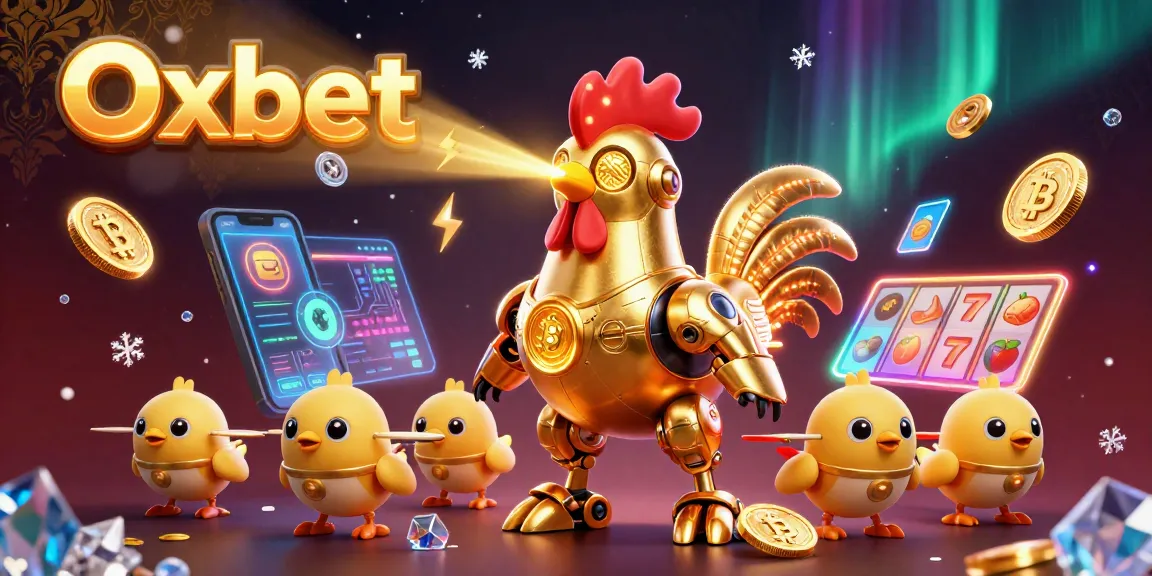 Experience exhilarating wins at Oxbet with dynamic 3D casino illustration featuring golden robots and crypto elements.