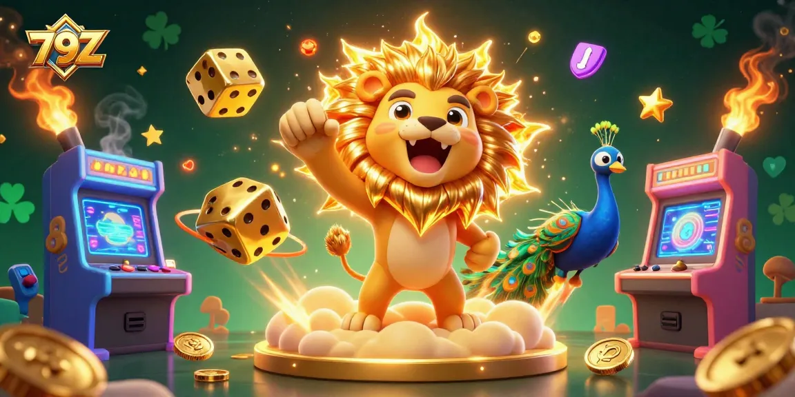 Engage with 79Z skyrocketing excitement in ultra-detailed 3D casino illustration filled with vibrant game elements.