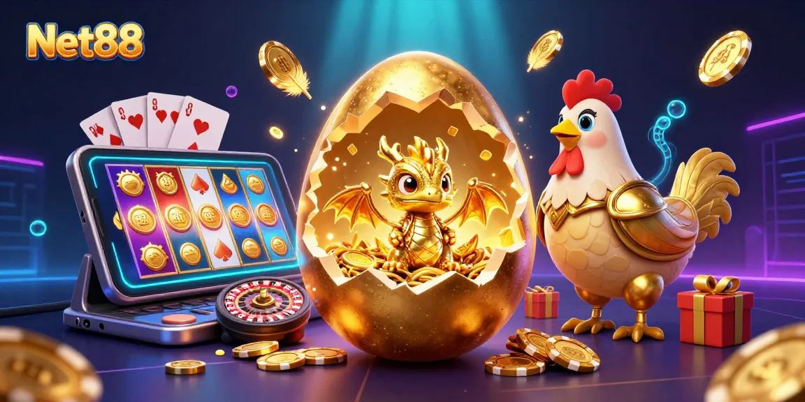 Spin the Net88 reels and watch golden rewards emerge in this animated casino scene.