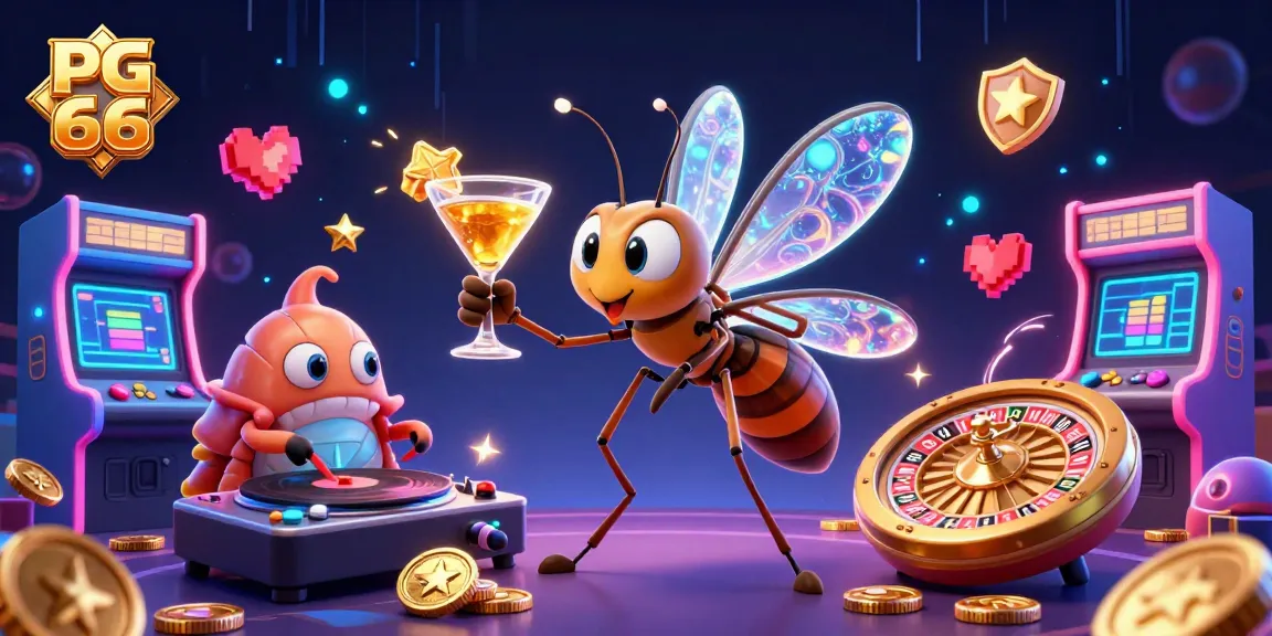 Experience thrilling gameplay at PG 66 featuring vibrant casino mascots and vivid gaming elements.