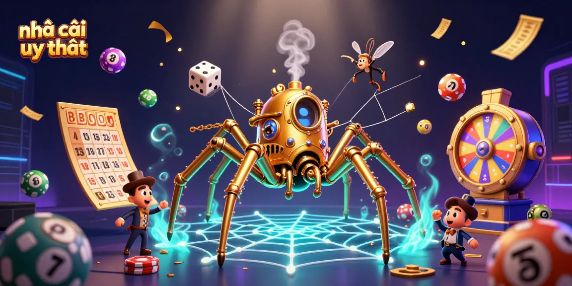 Engaging visual of nhà cái uy tín featuring steampunk elements and dynamic lottery symbols.