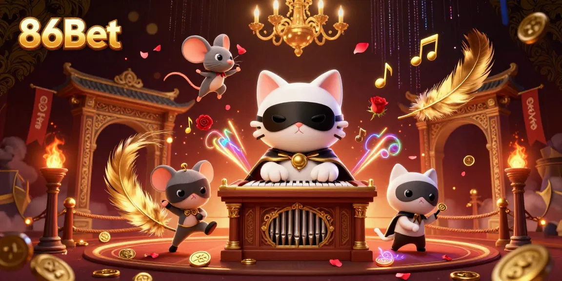 Engage with 86Bet through this vibrant casino scene featuring 3D characters and rich gaming elements.