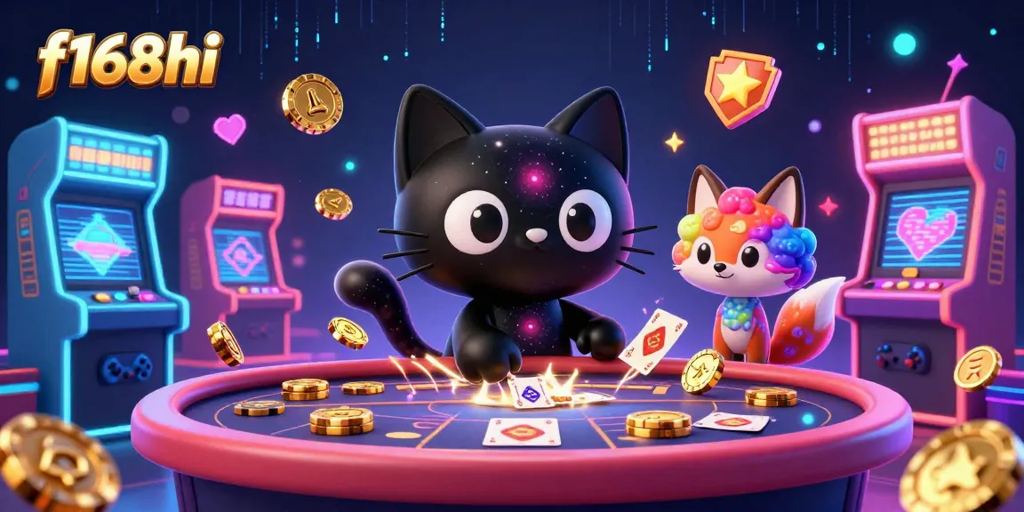 Experience thrilling games at f168hi with vibrant casino elements and colorful gaming characters.