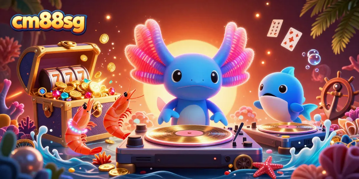 Engage with cm88sg's vibrant casino world featuring lively characters and slot game elements.