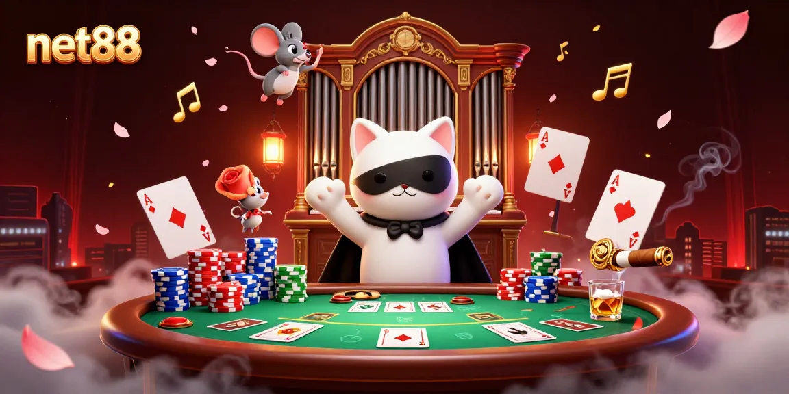 Engage with the thrilling atmosphere of net88 at an ornamental casino filled with vibrant gaming elements.
