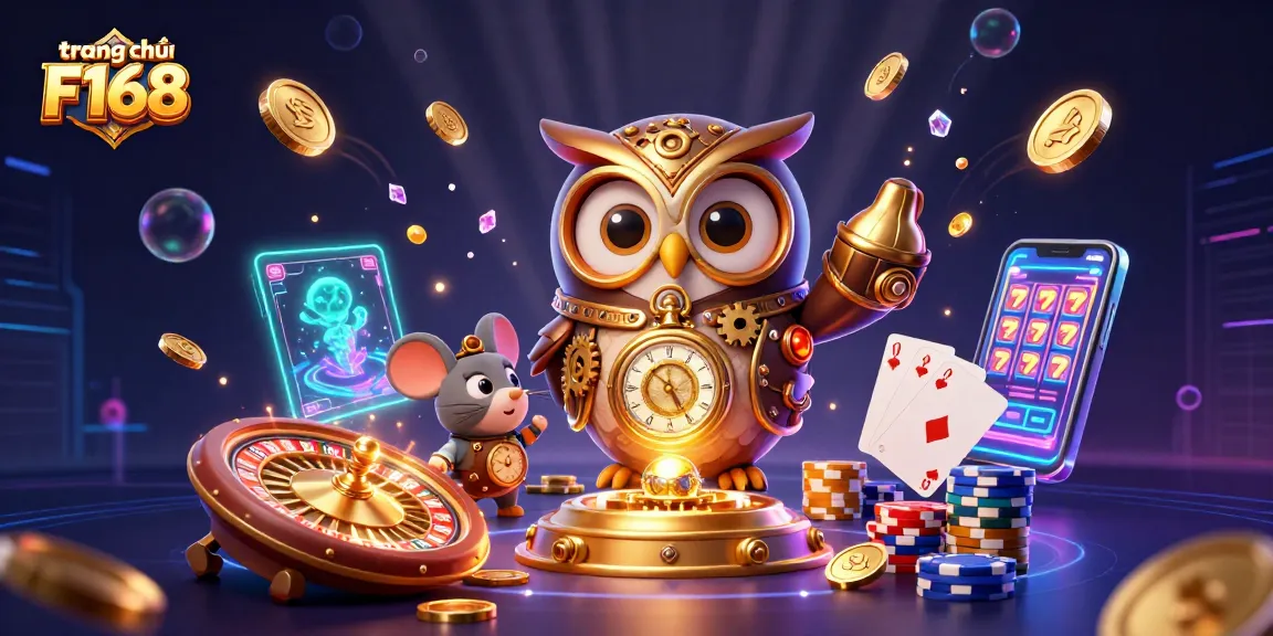 Experience the excitement of trang chủ F168 with a dynamic casino scene featuring steampunk characters and rich gaming elements.