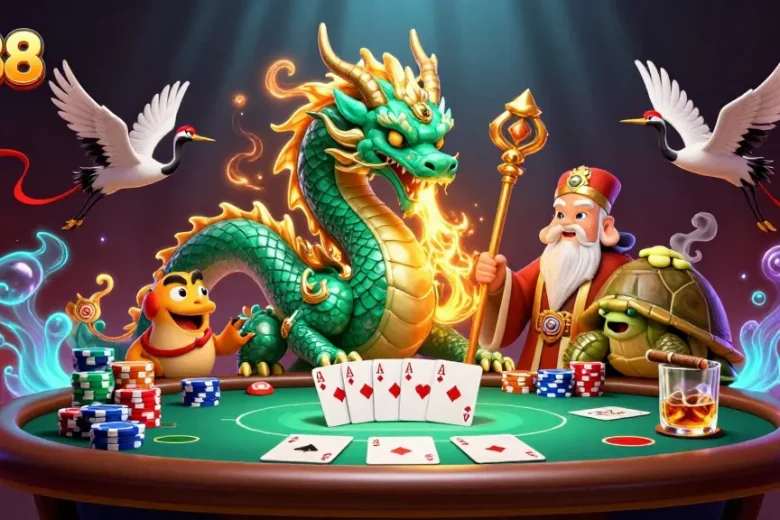 Engage in thrilling actions at tx88 with dynamic gaming elements and vibrant characters in an exciting casino scene.