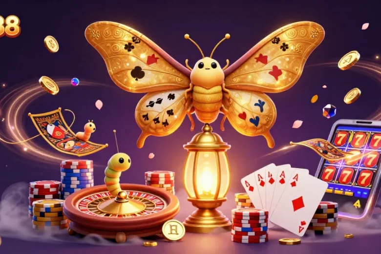 Experience the thrill of QQ88 with a captivating illustration featuring vibrant casino elements and playful characters.