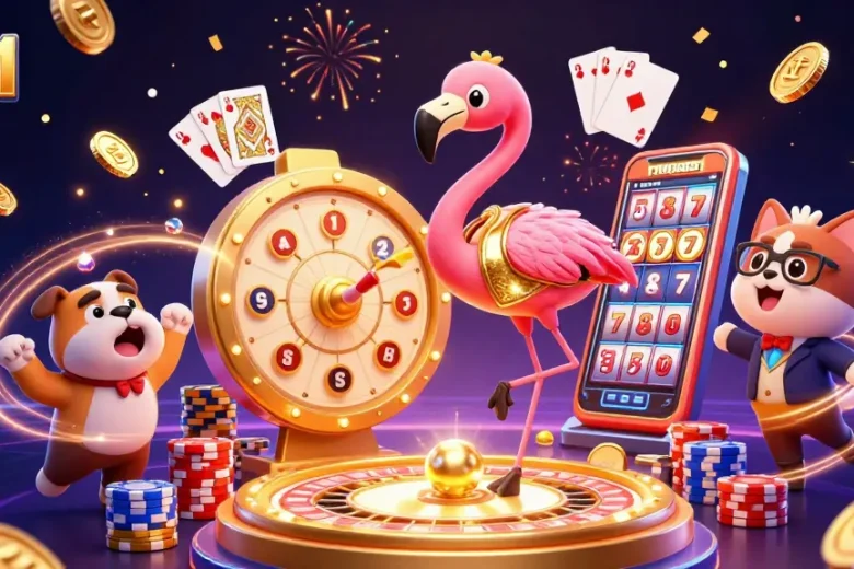 Experience the excitement of U31 gaming with a dynamic 3D casino scene featuring vibrant characters and prizes.